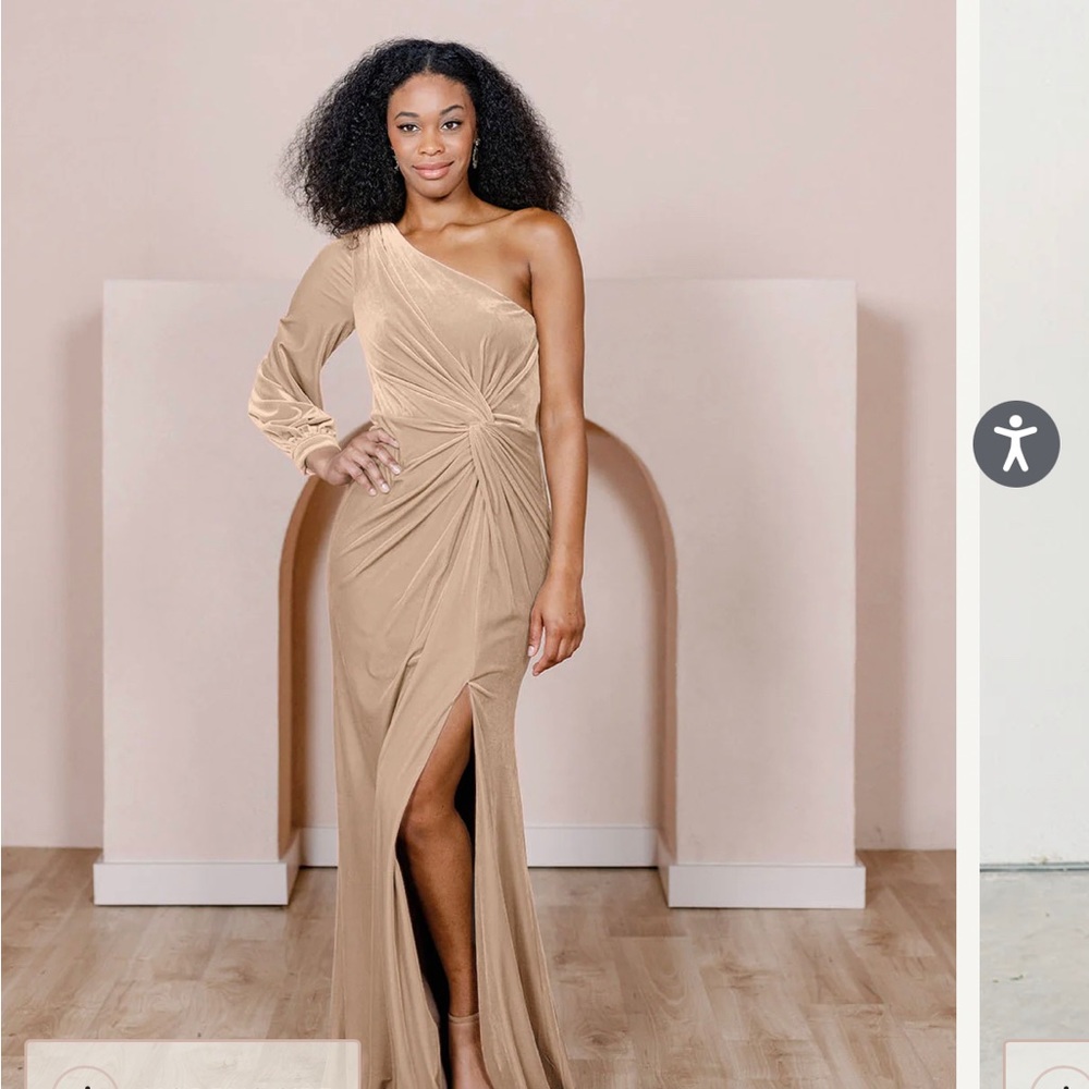 Revelry Aurora Velvet Dress Gold Champagne NWT